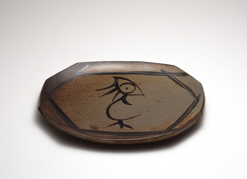 Assiette en forme de carapace de tortue, décorée d'oiseaux, lot de 2.