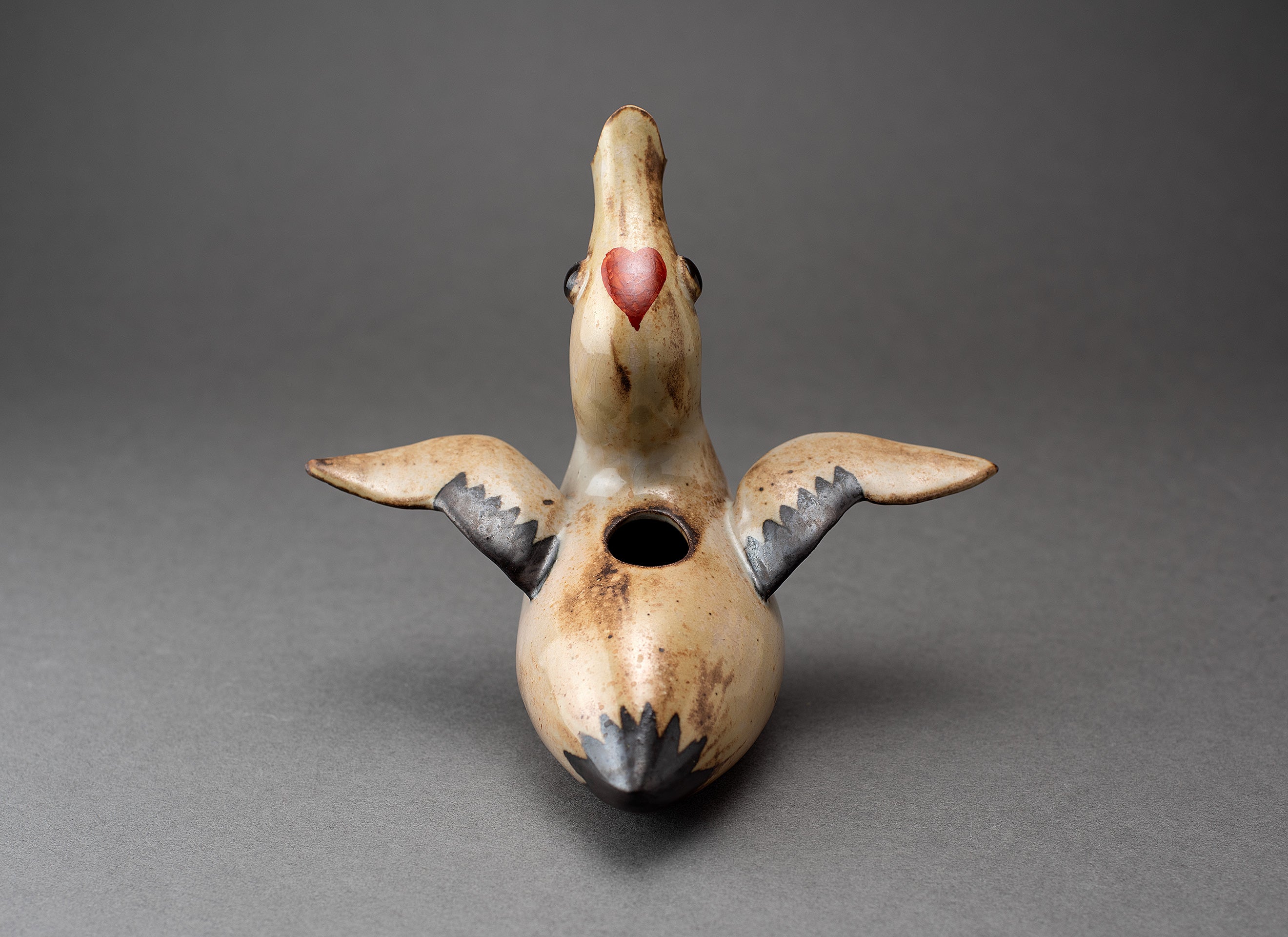 Récipient à saké en forme de grue à couronne rouge