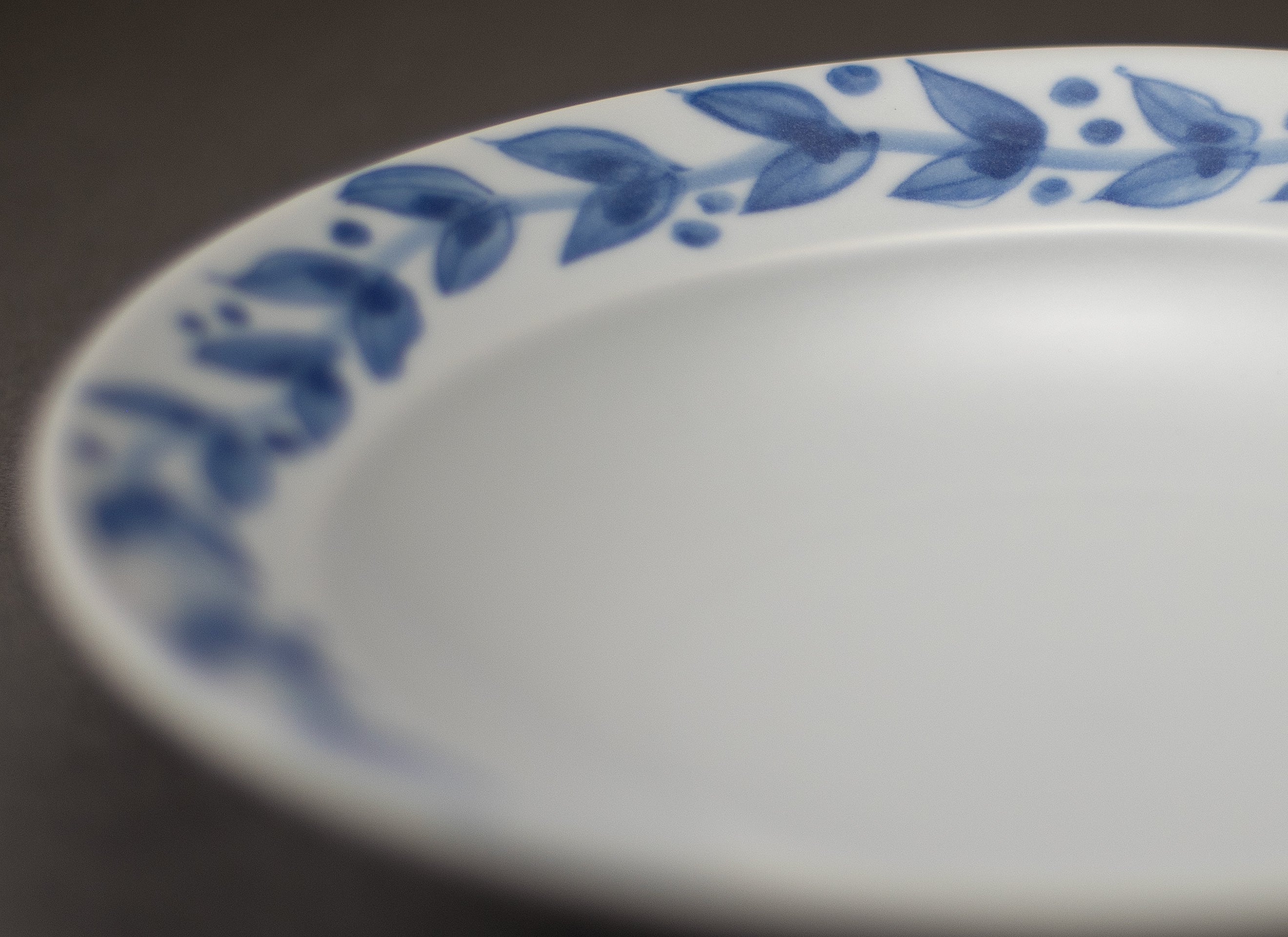 Motif herbe Assiette en porcelaine bleue et blanche