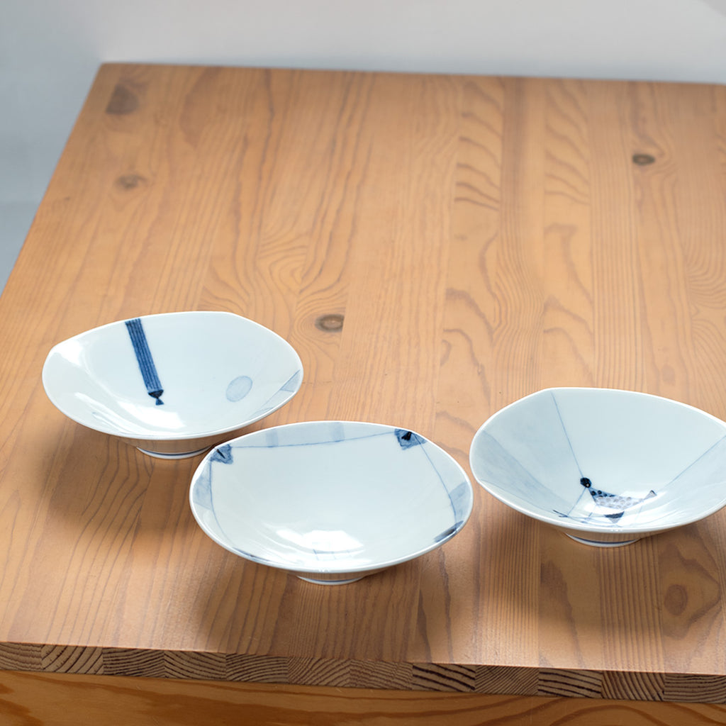 Blue porcelain pattern line, underglaze, small bowl (set of 5)
