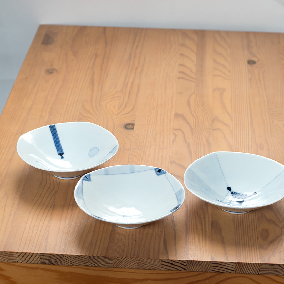 Ligne motif Porcelaine bleu sous couverte petit bol (ensemble de 5)