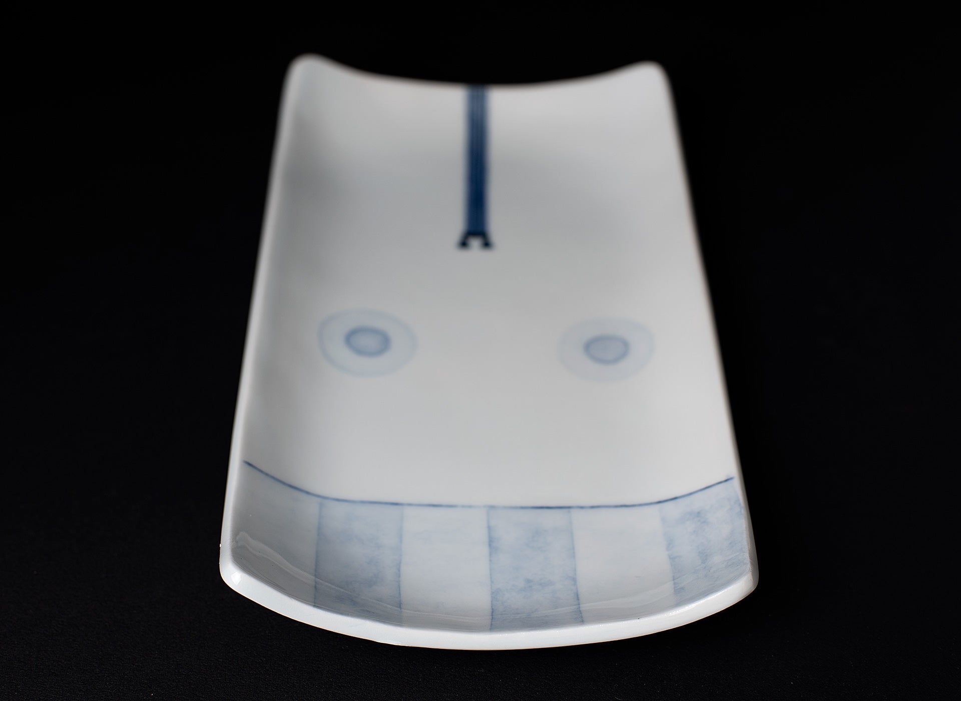 Ligne motif Porcelaine bleu sous couverte assiette rectangulaire